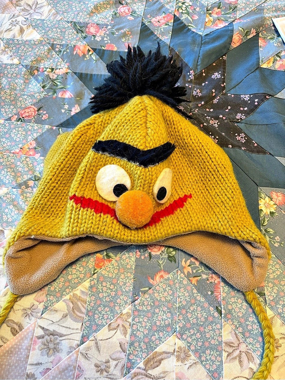 Vintage Hand-Knit Sesame Street - Bert character- Hat